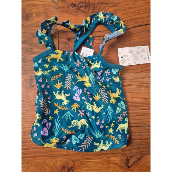 Disney Other - Disney Swimwear Girls Size 3T Lion King Blue Yellow Raceback Ruffle Tankini 8238